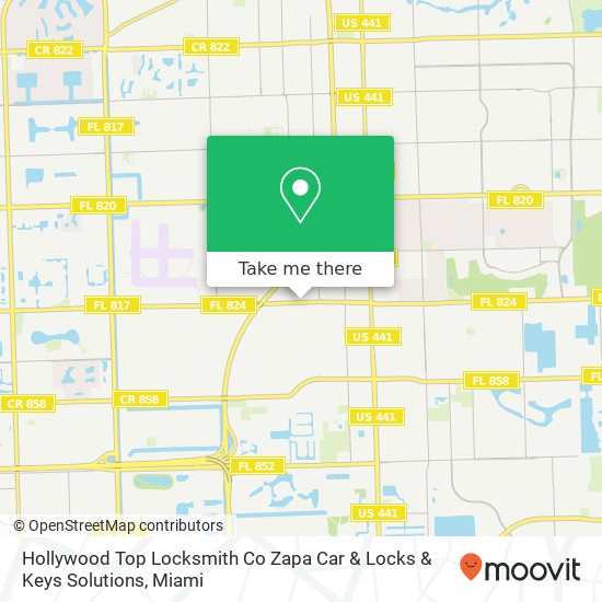 Mapa de Hollywood Top Locksmith Co Zapa Car & Locks & Keys Solutions