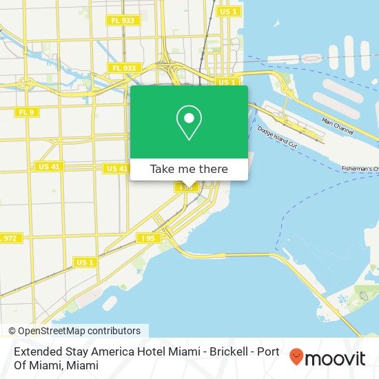 Mapa de Extended Stay America Hotel Miami - Brickell - Port Of Miami
