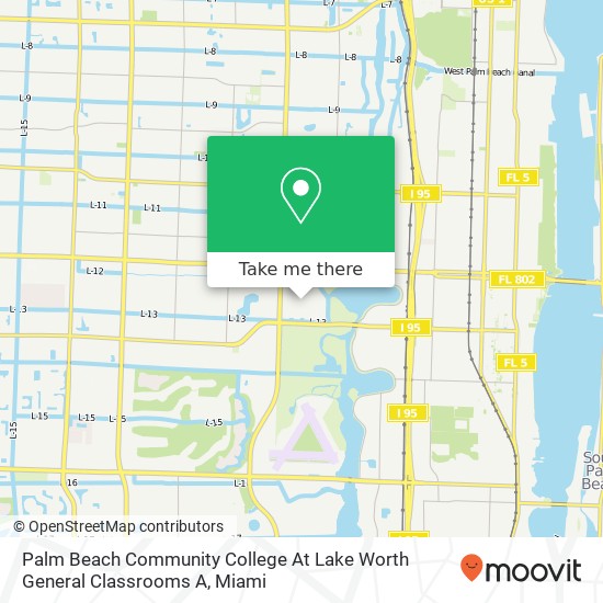 Mapa de Palm Beach Community College At Lake Worth General Classrooms A