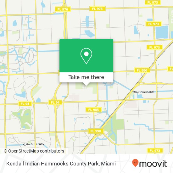 Kendall Indian Hammocks County Park map