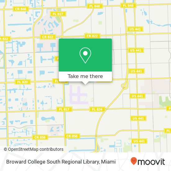 Mapa de Broward College South Regional Library