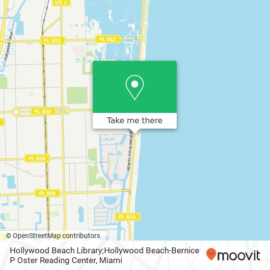 Mapa de Hollywood Beach Library;Hollywood Beach-Bernice P Oster Reading Center