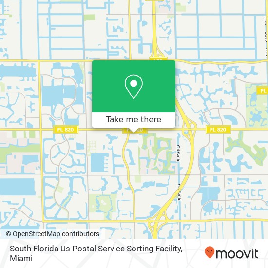 South Florida Us Postal Service Sorting Facility map