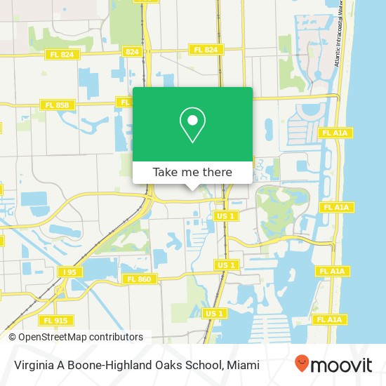 Virginia A Boone-Highland Oaks School map