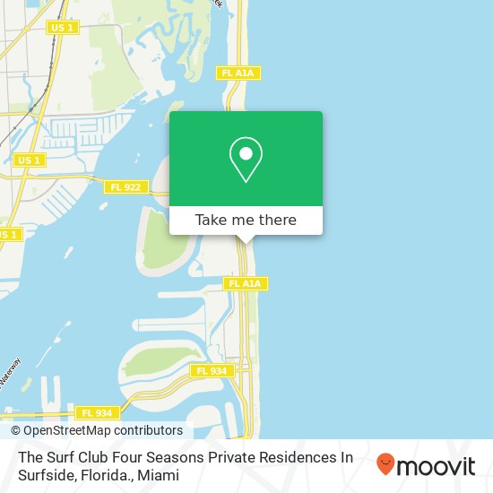 Mapa de The Surf Club Four Seasons Private Residences In Surfside, Florida.