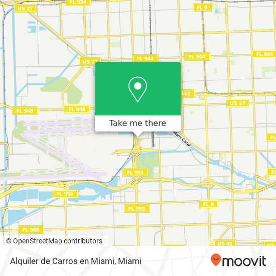 Mapa de Alquiler de Carros en Miami