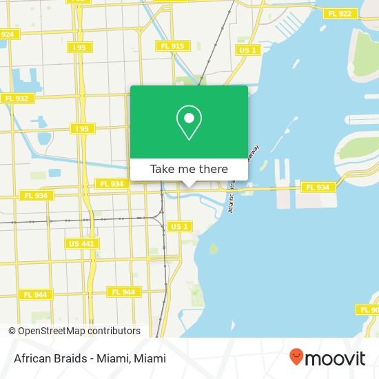 African Braids - Miami map