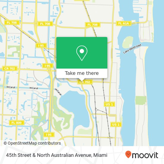 45th Street & North Australian Avenue map