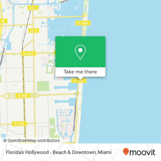 Florida's Hollywood - Beach & Downtown map