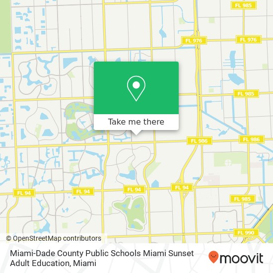 Miami-Dade County Public Schools Miami Sunset Adult Education map