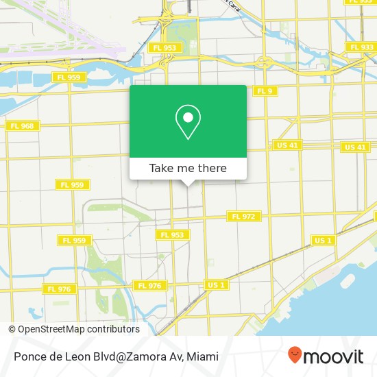 Ponce de Leon Blvd@Zamora Av map