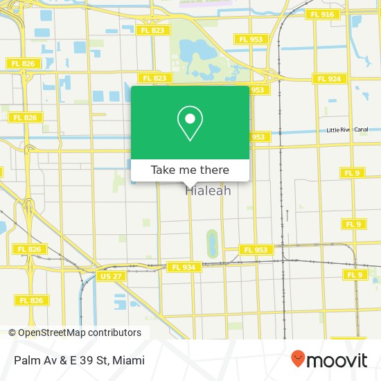Mapa de Palm Av & E 39 St