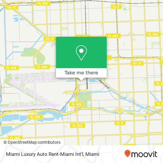 Mapa de Miami Luxury Auto Rent-Miami Int'l