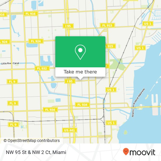 NW 95 St & NW 2 Ct map