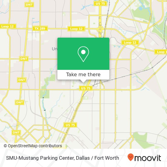 Mapa de SMU-Mustang Parking Center