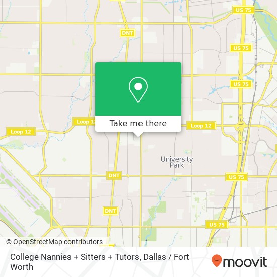 College Nannies + Sitters + Tutors map