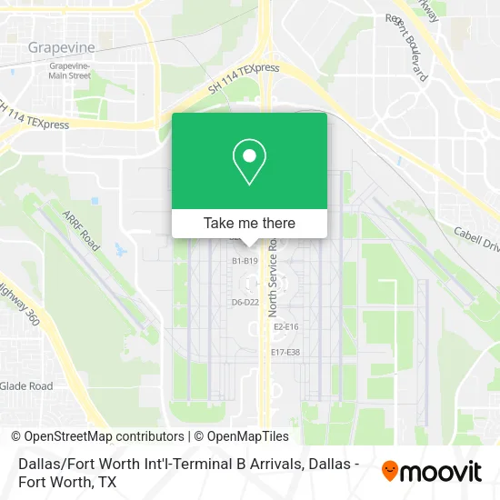 Dallas / Fort Worth Int'l-Terminal B Arrivals map