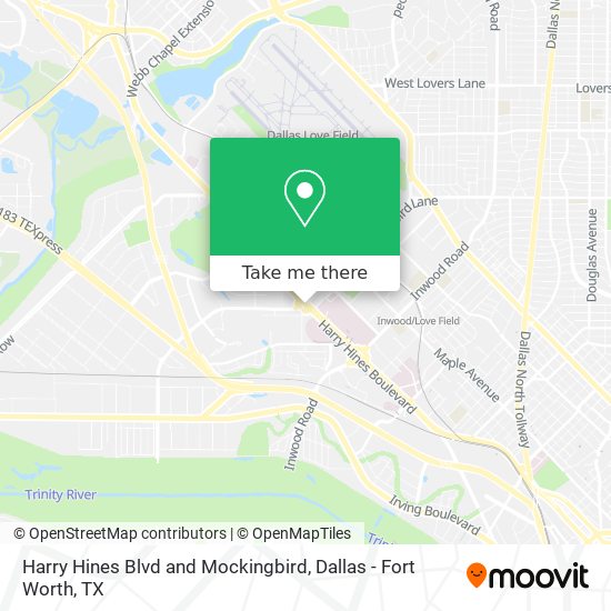 Harry Hines Blvd and Mockingbird map