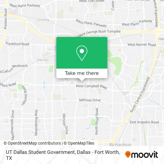 UT Dallas Student Government map