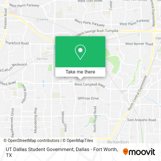 UT Dallas Student Government map