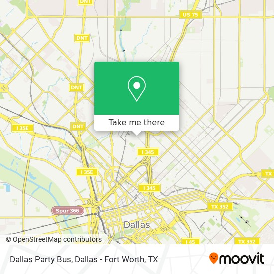 Dallas Party Bus map