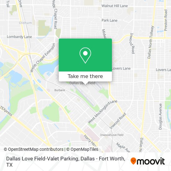 Mapa de Dallas Love Field-Valet Parking