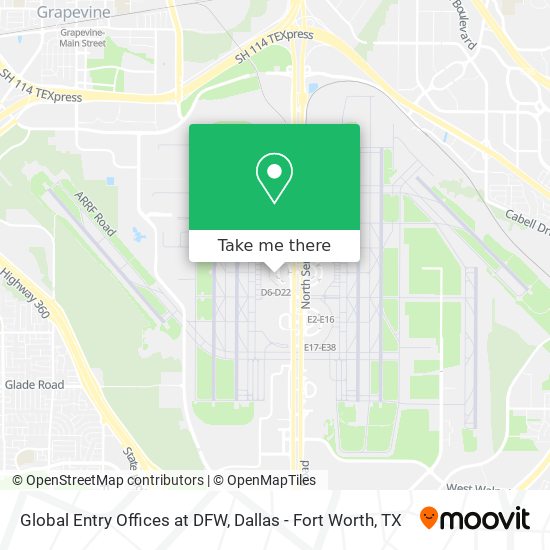 Mapa de Global Entry Offices at DFW