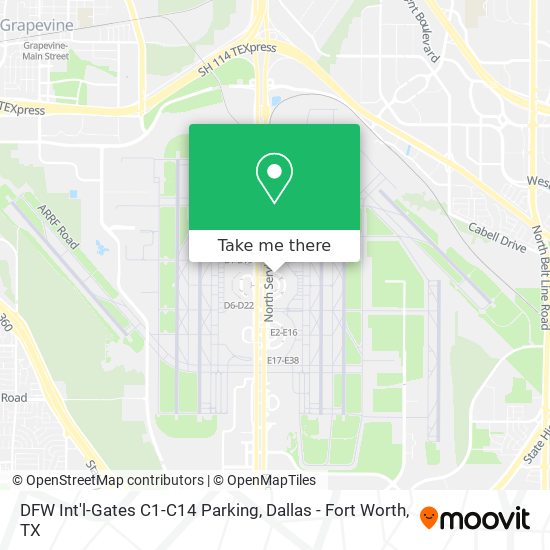 DFW Int'l-Gates C1-C14 Parking map