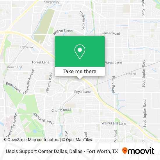 Mapa de Uscis Support Center Dallas
