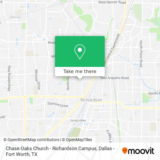 Chase Oaks Church - Richardson Campus map