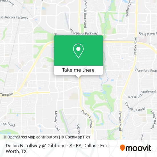 Mapa de Dallas N Tollway @ Gibbons - S - FS