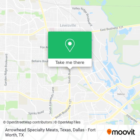 Arrowhead Specialty Meats, Texas map