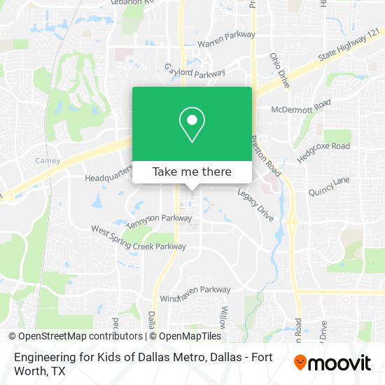 Engineering for Kids of Dallas Metro map