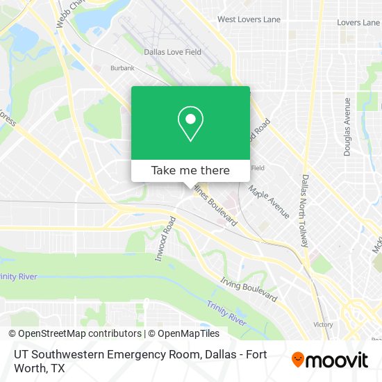 Mapa de UT Southwestern Emergency Room