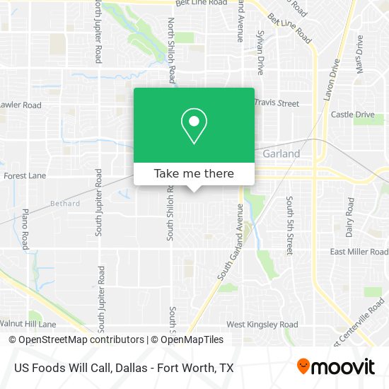 US Foods Will Call map