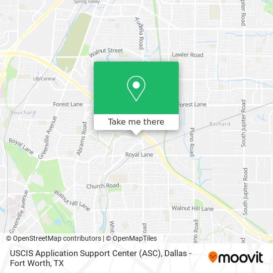 USCIS Application Support Center (ASC) map