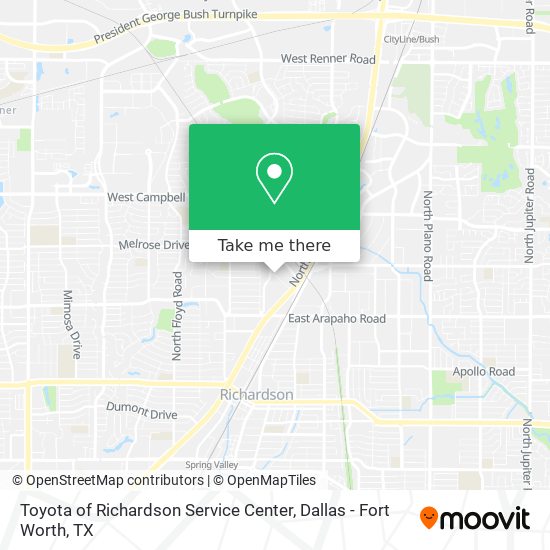 Toyota of Richardson Service Center map