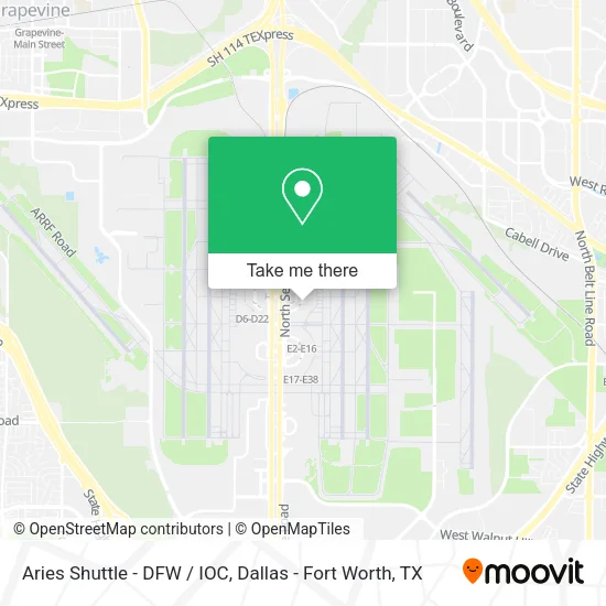 Aries Shuttle - DFW / IOC map