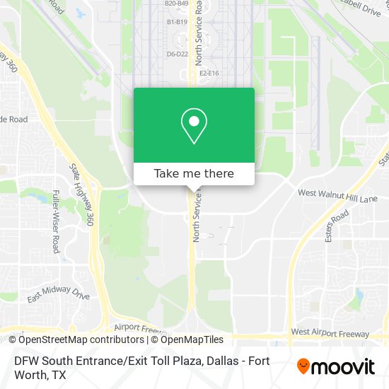 DFW South Entrance / Exit Toll Plaza map