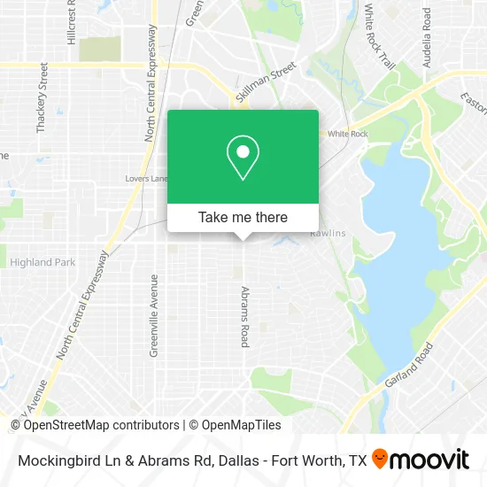 Mockingbird Ln & Abrams Rd map