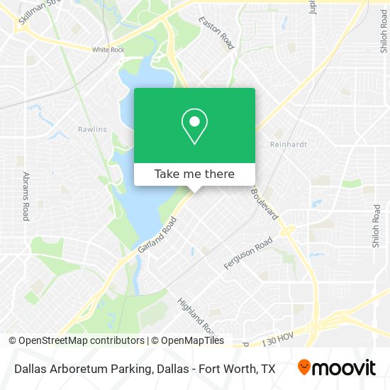 Mapa de Dallas Arboretum Parking