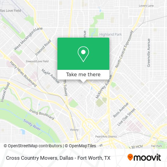 Cross Country Movers map
