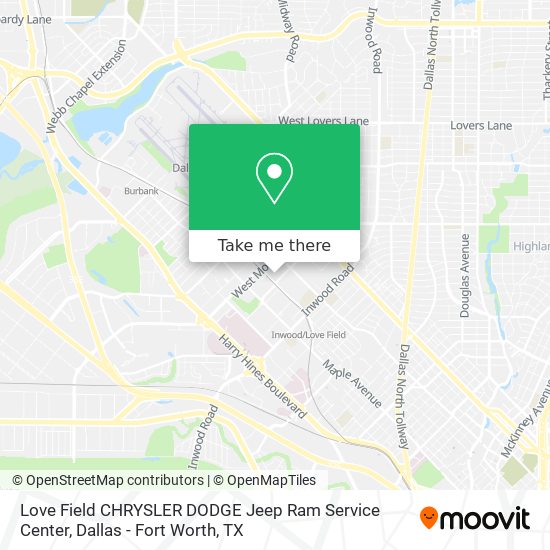 Mapa de Love Field CHRYSLER DODGE Jeep Ram Service Center