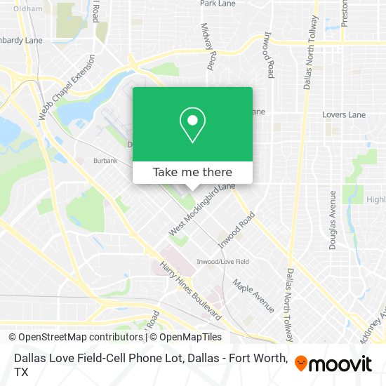 Mapa de Dallas Love Field-Cell Phone Lot