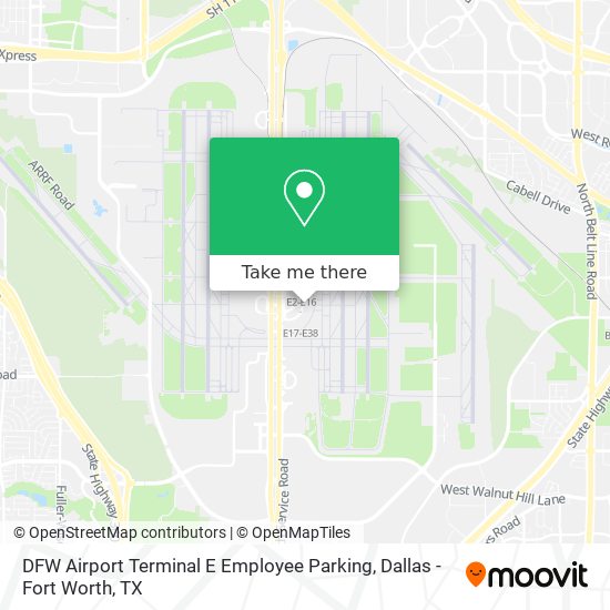 Mapa de DFW Airport Terminal E Employee Parking