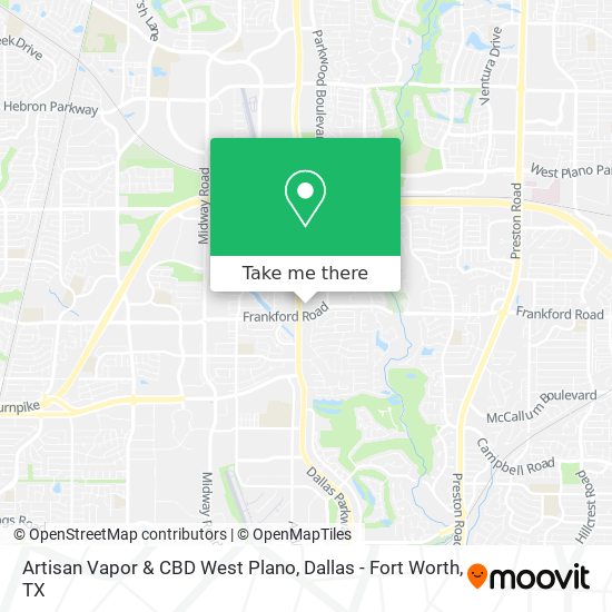 Artisan Vapor & CBD West Plano map