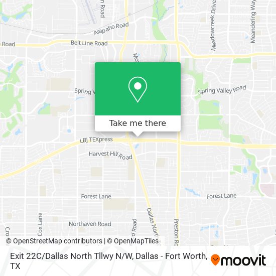 Exit 22C / Dallas North Tllwy N / W map