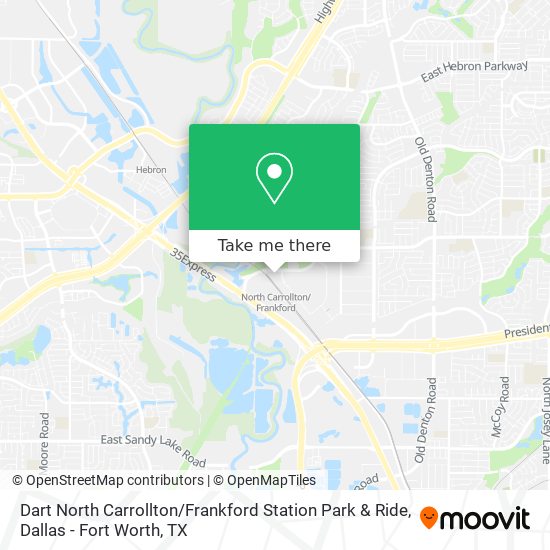 Mapa de Dart North Carrollton / Frankford Station Park & Ride