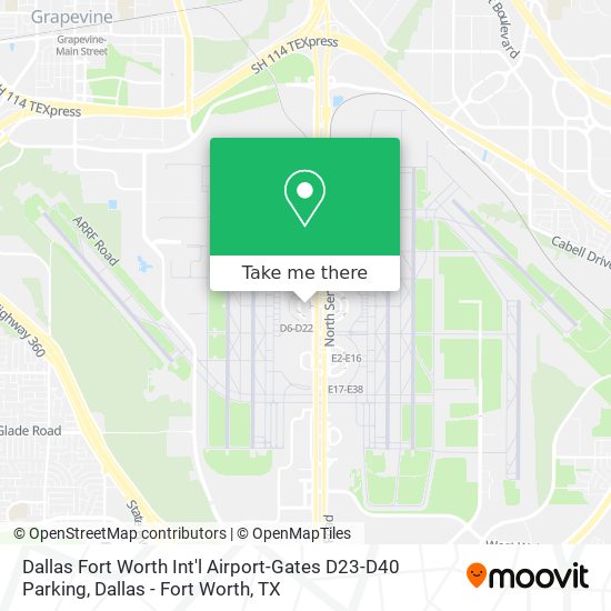 Mapa de Dallas Fort Worth Int'l Airport-Gates D23-D40 Parking