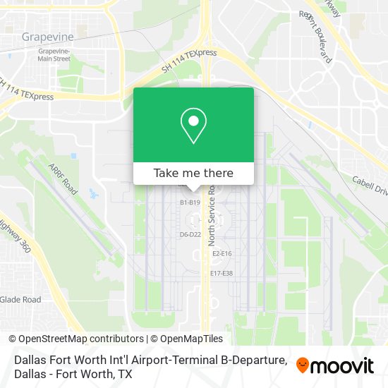 Mapa de Dallas Fort Worth Int'l Airport-Terminal B-Departure